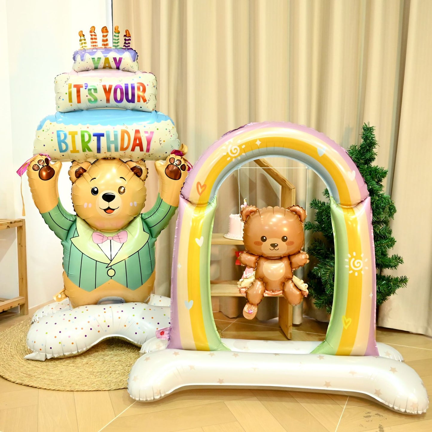 INS Trendy Kids Cake Bear Balloon Decor Birthday Party