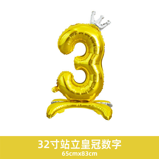 32inch Crown Number Balloon Pink Blue Gold Silver Black Min.50PCS