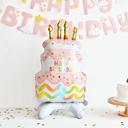 Standing Cake Foil Balloon with Base for Birthday Parties | 3D