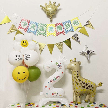 Billion Balloons 32Inches Birthday Anniversary Balloons White Crown Number Foil Balloon