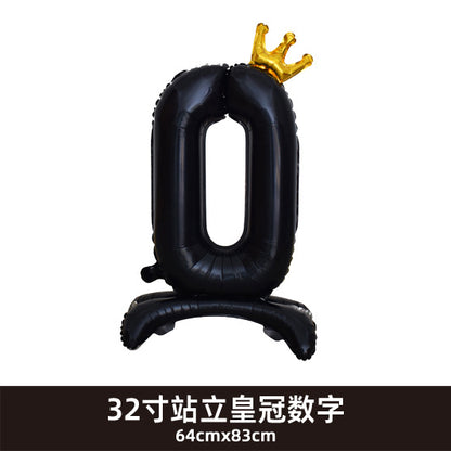 32inch Crown Number Balloon Pink Blue Gold Silver Black Min.50PCS