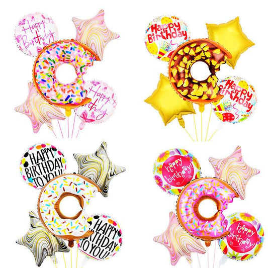 Billion Balloons Donut Birthday Ball Five-Piece Suit Aluminum Balloon