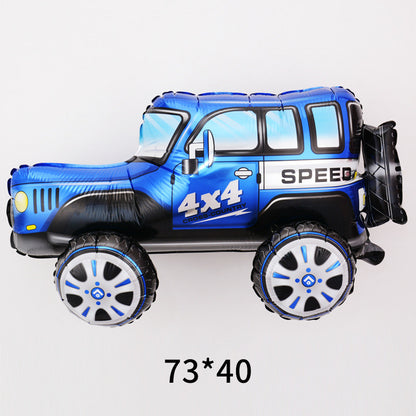 Billion Balloons 4D Car Excavator Fire Truck Ambulance Police Car School Bus Train Vehicle Tank Aluminum Foil Balloon
