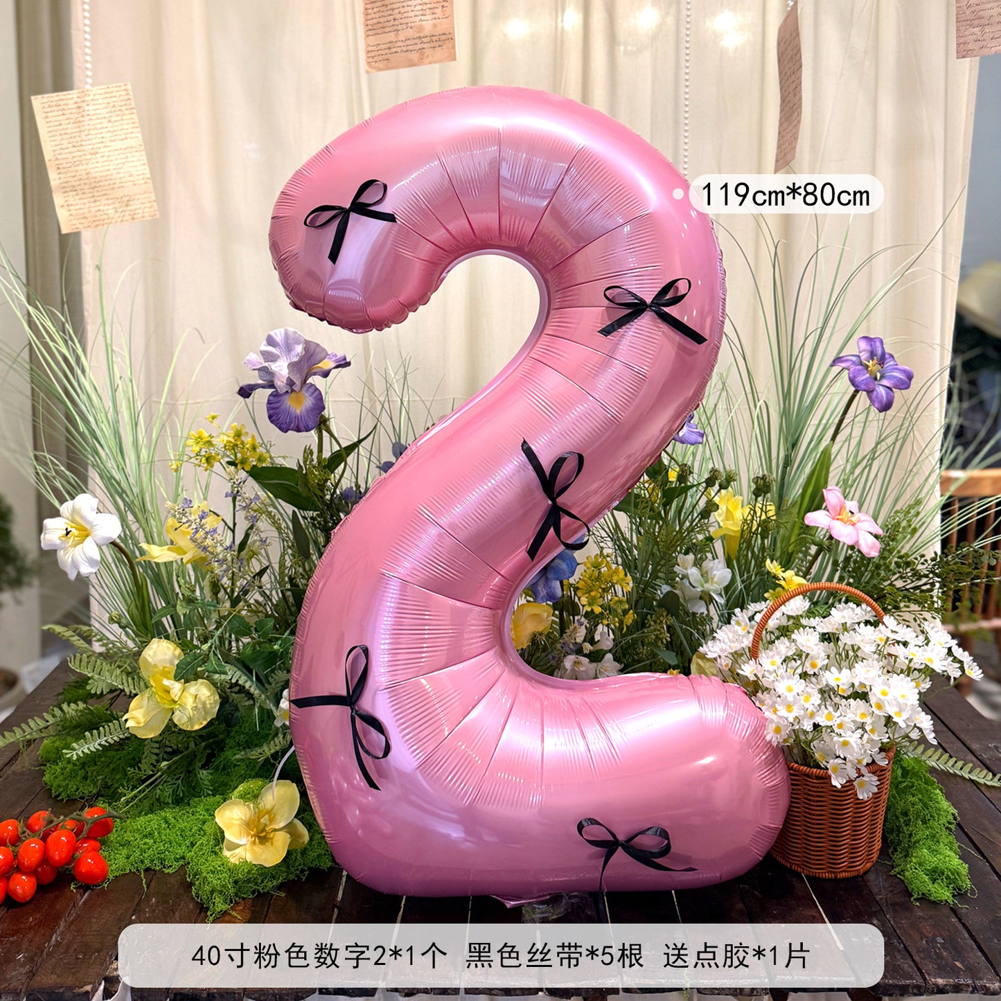 Pink Ribbon Large Number 40inch Foil Balloon Birthday Party Decor Min.50PCS