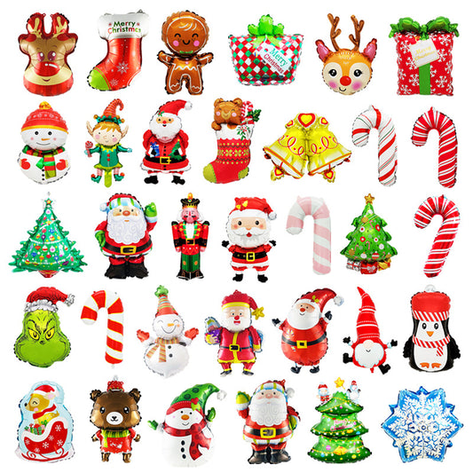 Christmas Party Decor Snowman Reindeer Cane Mini Foil Balloons