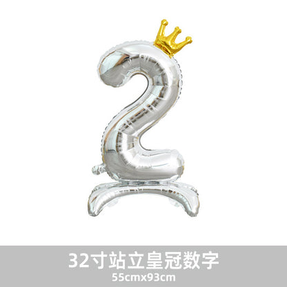 32inch Crown Number Balloon Pink Blue Gold Silver Black Min.50PCS