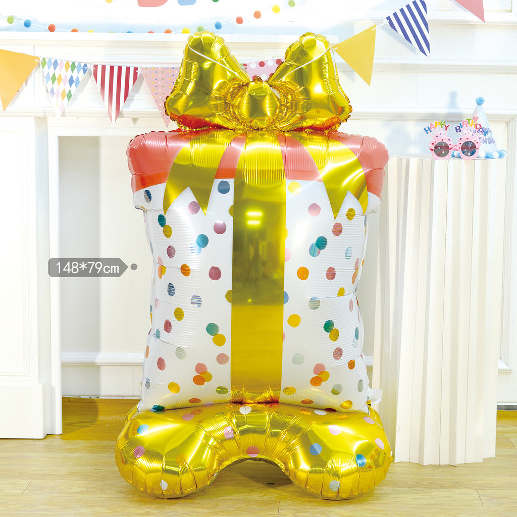 Cartoon Cake Stand Foil Balloon – 3D Centerpiece for First Birthdays & Parties