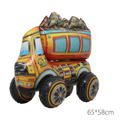 3D Engineering Vehicle Balloon Set – Excavator, Truck & Tank | Construction Party Decor