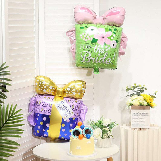 Billion Balloon Bowknot Box Gift Blue Green Aluminum Foil Balloon
