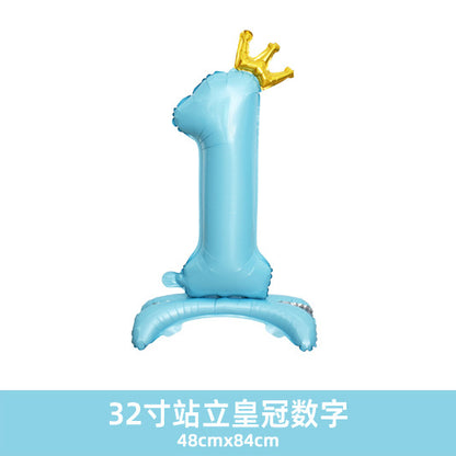 32inch Crown Number Balloon Pink Blue Gold Silver Black Min.50PCS