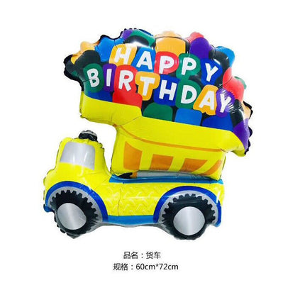 Billion Balloons 4D Car Excavator Fire Truck Ambulance Police Car School Bus Train Vehicle Tank Aluminum Foil Balloon