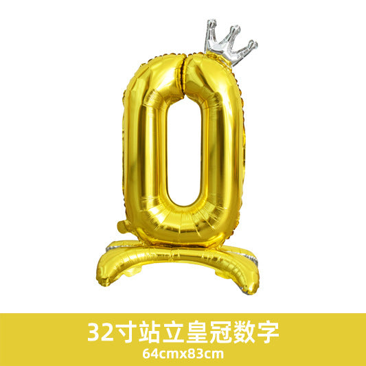 32inch Crown Number Balloon Pink Blue Gold Silver Black Min.50PCS