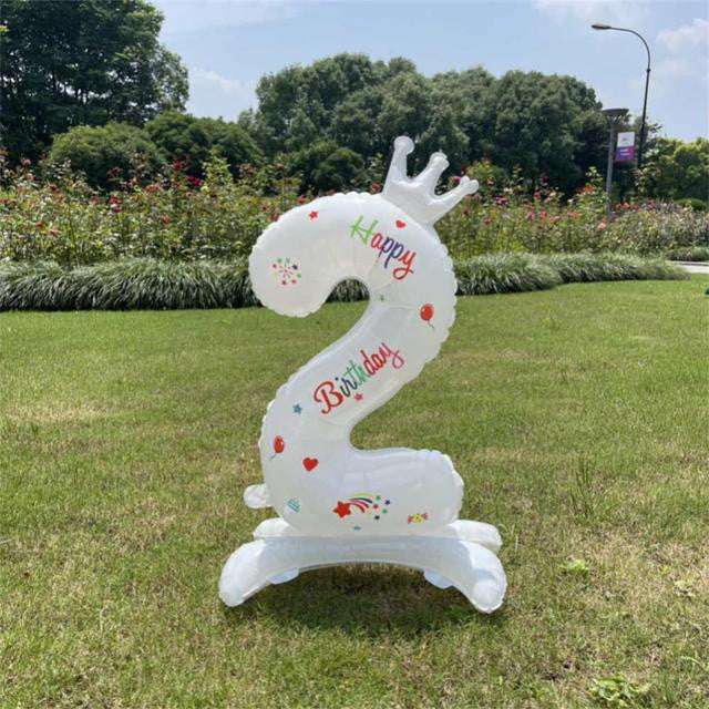 Billion Balloons 32Inches Birthday Anniversary Balloons White Crown Number Foil Balloon