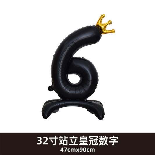 32inch Crown Number Balloon Pink Blue Gold Silver Black Min.50PCS
