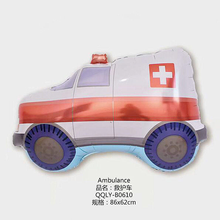 Billion Balloons 4D Car Excavator Fire Truck Ambulance Police Car School Bus Train Vehicle Tank Aluminum Foil Balloon