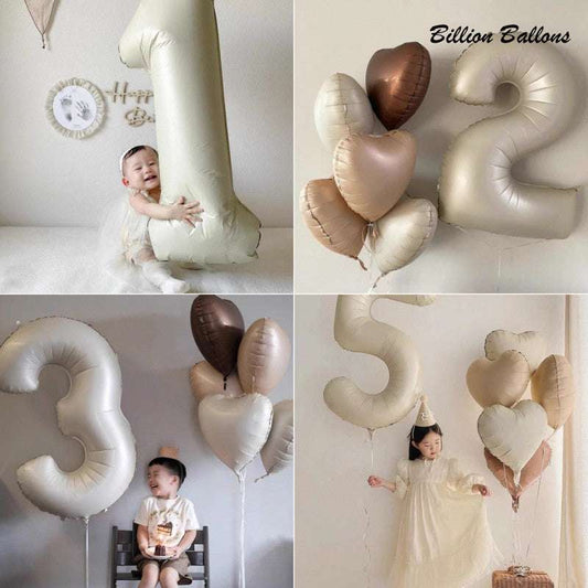 Billion Balloons 32Inch Cream Caramel Color Theme Number Balloons