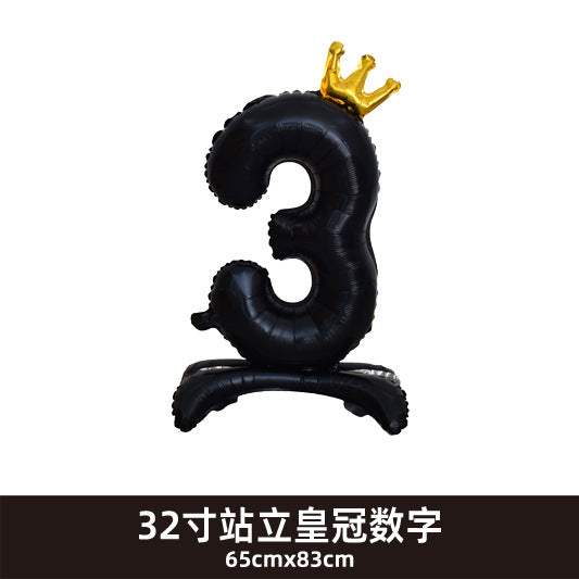 32inch Crown Number Balloon Pink Blue Gold Silver Black Min.50PCS