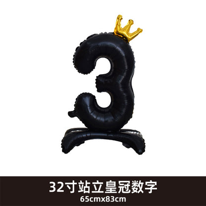 32inch Crown Number Balloon Pink Blue Gold Silver Black Min.50PCS