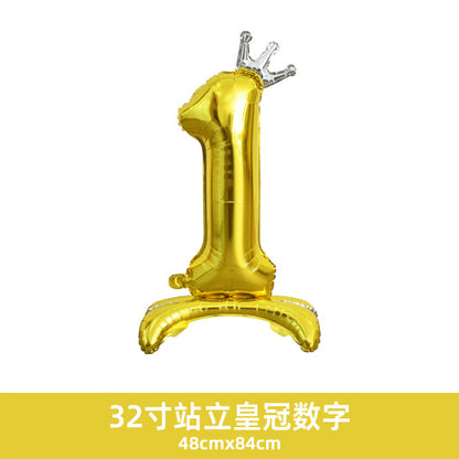 32inch Crown Number Balloon Pink Blue Gold Silver Black Min.50PCS