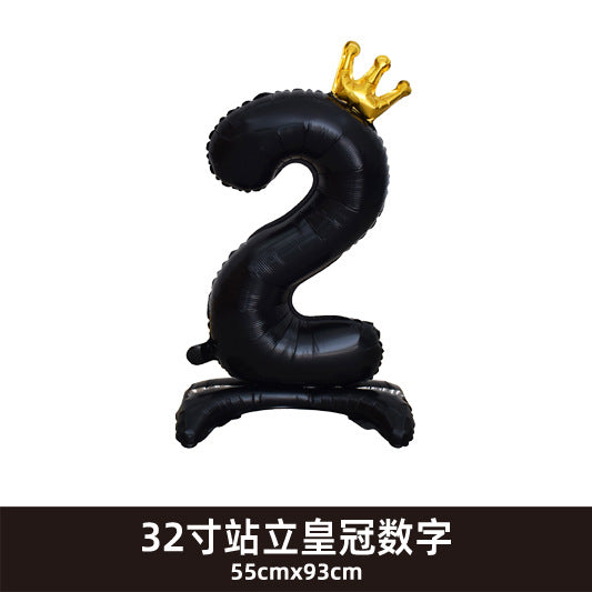 32inch Crown Number Balloon Pink Blue Gold Silver Black Min.50PCS