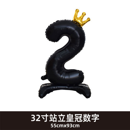 32inch Crown Number Balloon Pink Blue Gold Silver Black Min.50PCS