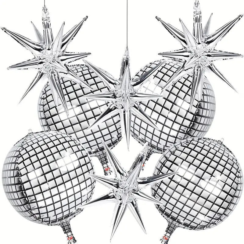 4D Disco Foil Balloons – 10, 22 & 32 Inch Metallic Mirror Finish | Party Decor