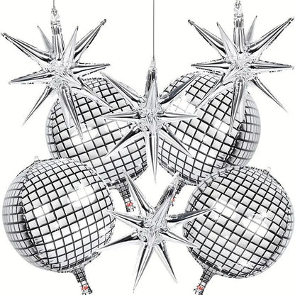 4D Disco Foil Balloons – 10, 22 & 32 Inch Metallic Mirror Finish | Party Decor