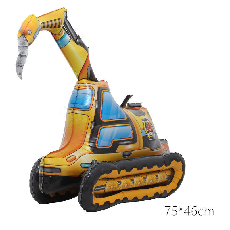 3D Engineering Vehicle Balloon Set – Excavator, Truck & Tank | Construction Party Decor