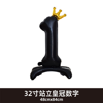 32inch Crown Number Balloon Pink Blue Gold Silver Black Min.50PCS