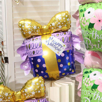 Billion Balloon Bowknot Box Gift Blue Green Aluminum Foil Balloon