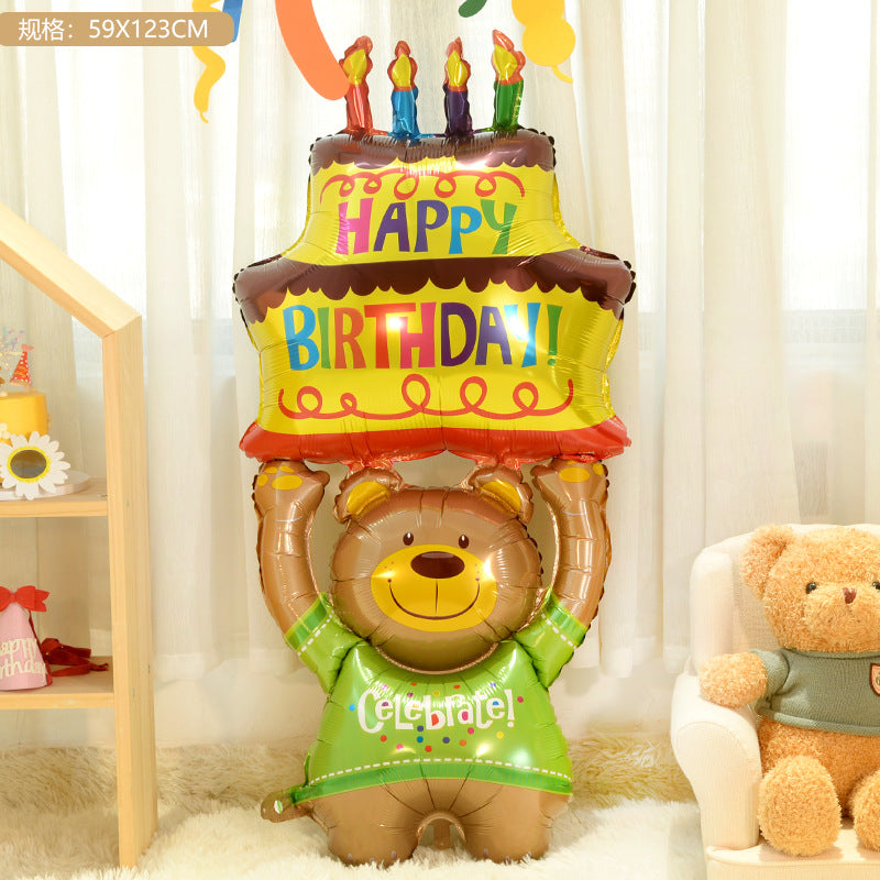 INS Trendy Kids Cake Bear Balloon Decor Birthday Party