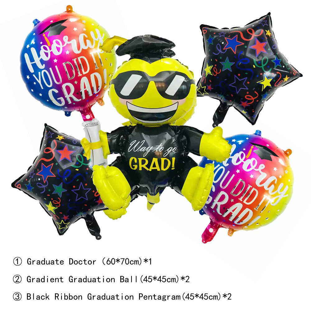 High School Graduation Set Aluminum Foil Balloons Hat Photo Frame Balls Min.50PCS