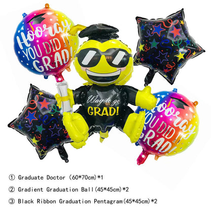 High School Graduation Set Aluminum Foil Balloons Hat Photo Frame Balls Min.50PCS