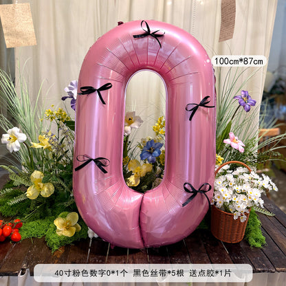 Pink Ribbon Large Number 40inch Foil Balloon Birthday Party Decor Min.50PCS