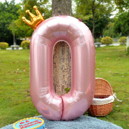 Billion Balloons 42inch Large Pink Crown Aluminum Foil Number 1st Birthday Party Balloon