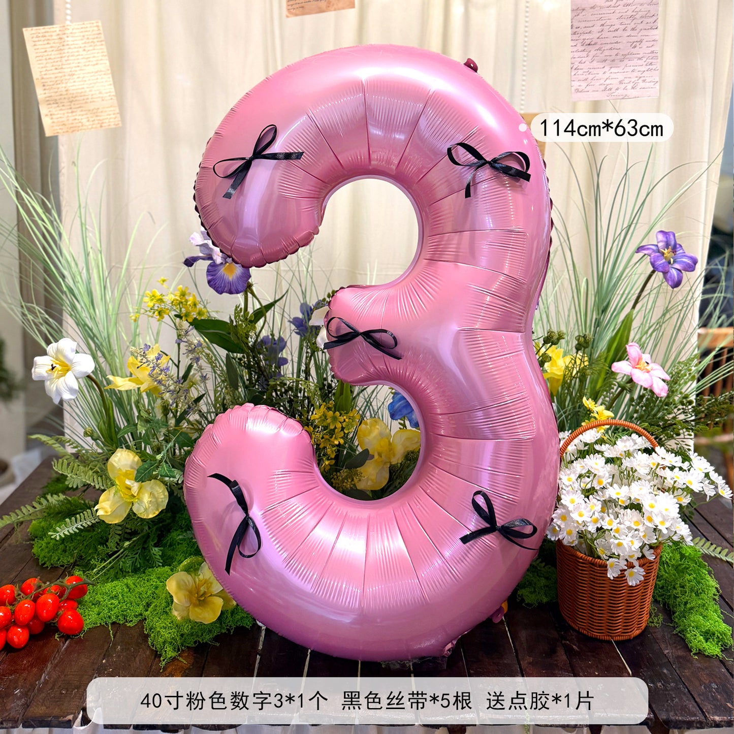 Pink Ribbon Large Number 40inch Foil Balloon Birthday Party Decor Min.50PCS