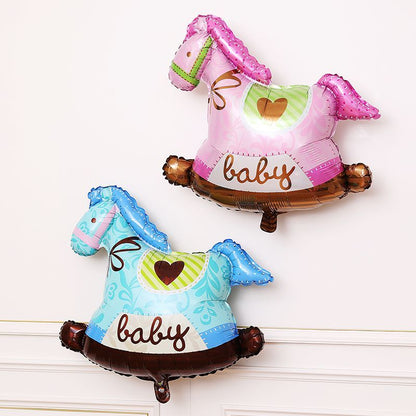 Boys and Girls Foot Bottle Rocking Horse Cake Birthday Foil Balloons Min.50PCS