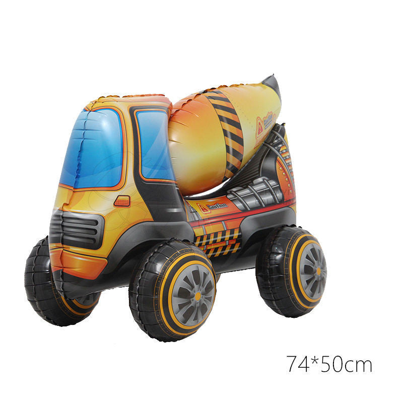3D Engineering Vehicle Balloon Set – Excavator, Truck & Tank | Construction Party Decor