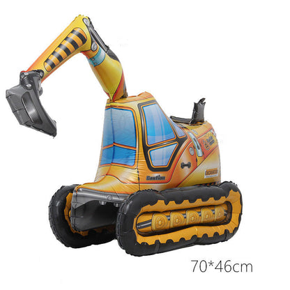 3D Engineering Vehicle Balloon Set – Excavator, Truck & Tank | Construction Party Decor