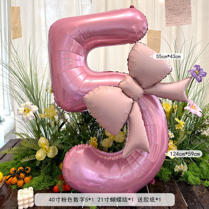 40inch Large Number Matte Bowknot Balloons Baby Birthday Party Decor Min.50PCS