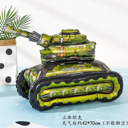 Billion Balloons 4D Car Excavator Fire Truck Ambulance Police Car School Bus Train Vehicle Tank Aluminum Foil Balloon