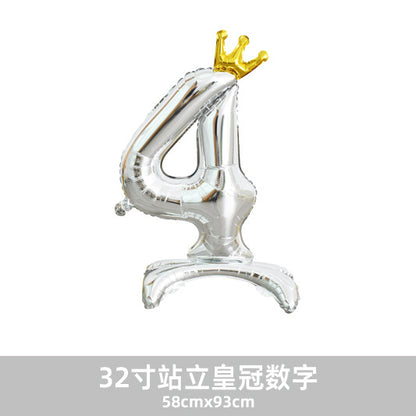 32inch Crown Number Balloon Pink Blue Gold Silver Black Min.50PCS