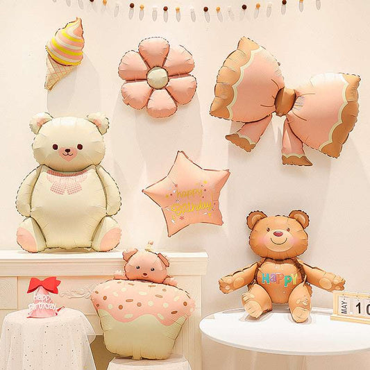 Billion Balloons INS Style Matte Bear Cake Aluminum Film Balloons