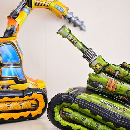 Billion Balloons 4D Car Excavator Fire Truck Ambulance Police Car School Bus Train Vehicle Tank Aluminum Foil Balloon