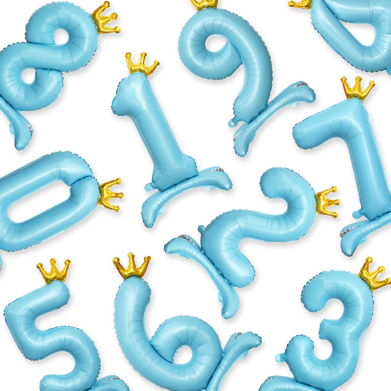 32inch Crown Number Balloon Pink Blue Gold Silver Black Min.50PCS