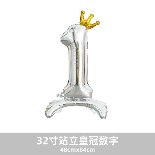 32inch Crown Number Balloon Pink Blue Gold Silver Black Min.50PCS
