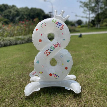 Billion Balloons 32Inches Birthday Anniversary Balloons White Crown Number Foil Balloon