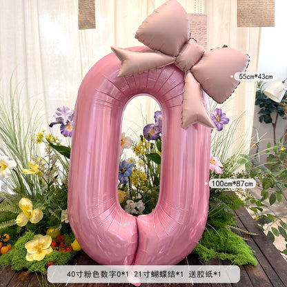 40inch Large Number Matte Bowknot Balloons Baby Birthday Party Decor Min.50PCS