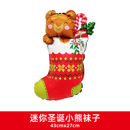 Christmas Party Decor Snowman Reindeer Cane Mini Foil Balloons Min.100PCS