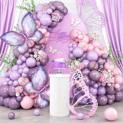 Purple & Blue Butterfly Foil Balloons for Wedding Decor & Romantic Parties Min.50PCS